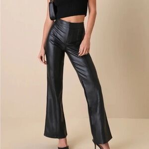 Free People Uptown Faux Leather Flare Pants Black | Size 4 & 12